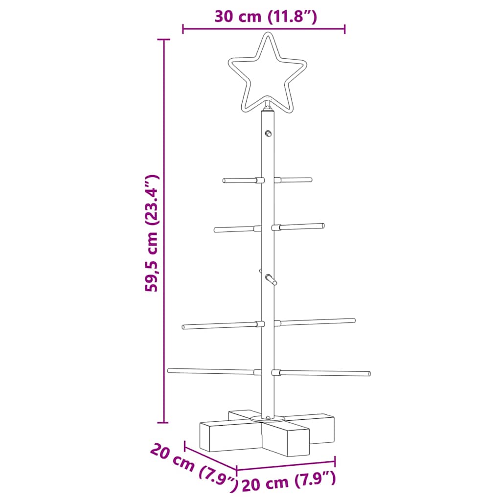 Árbol de Navidad de metal con soporte Negro 59,5 cm