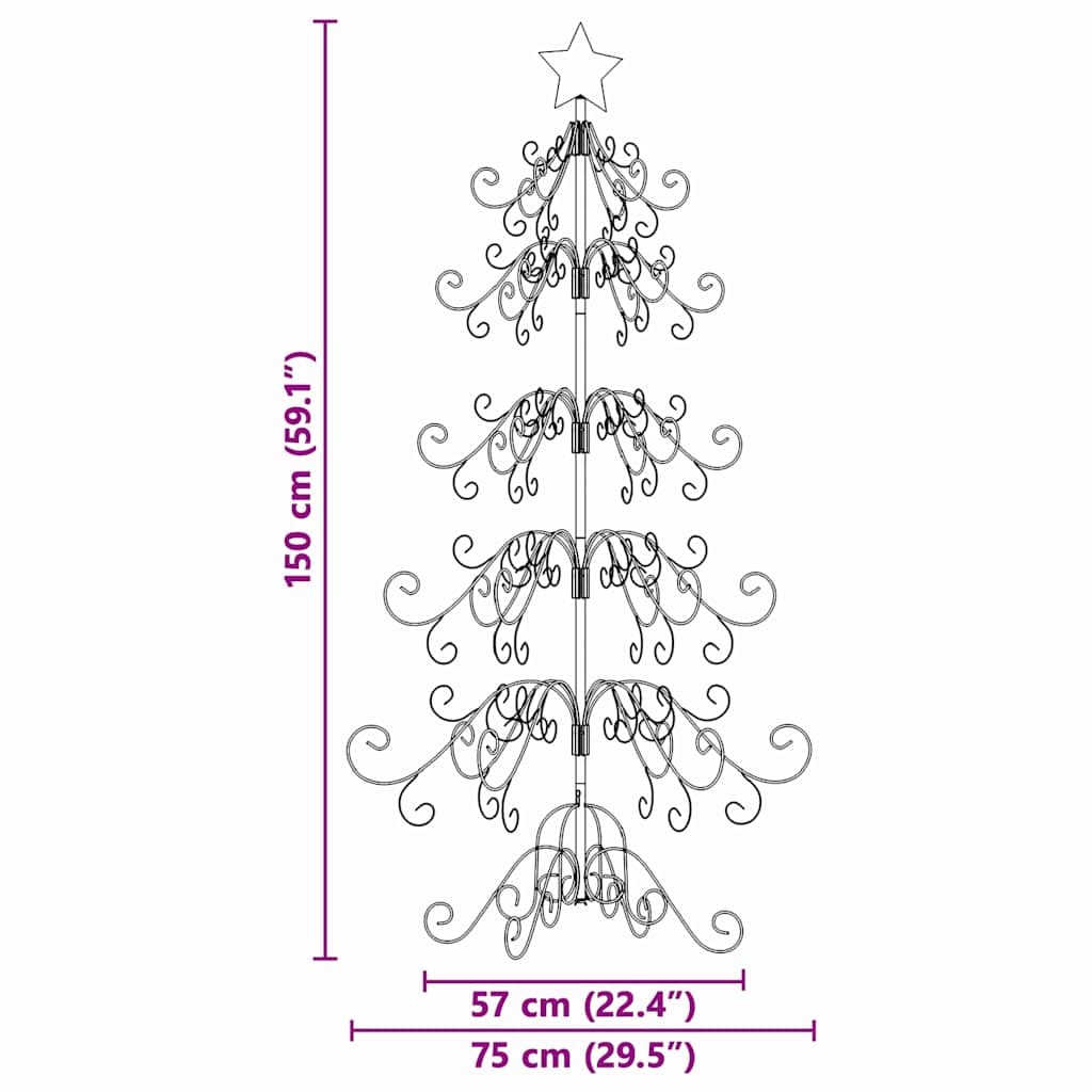 Árbol de Navidad de metal con soporte Dorado 150 cm