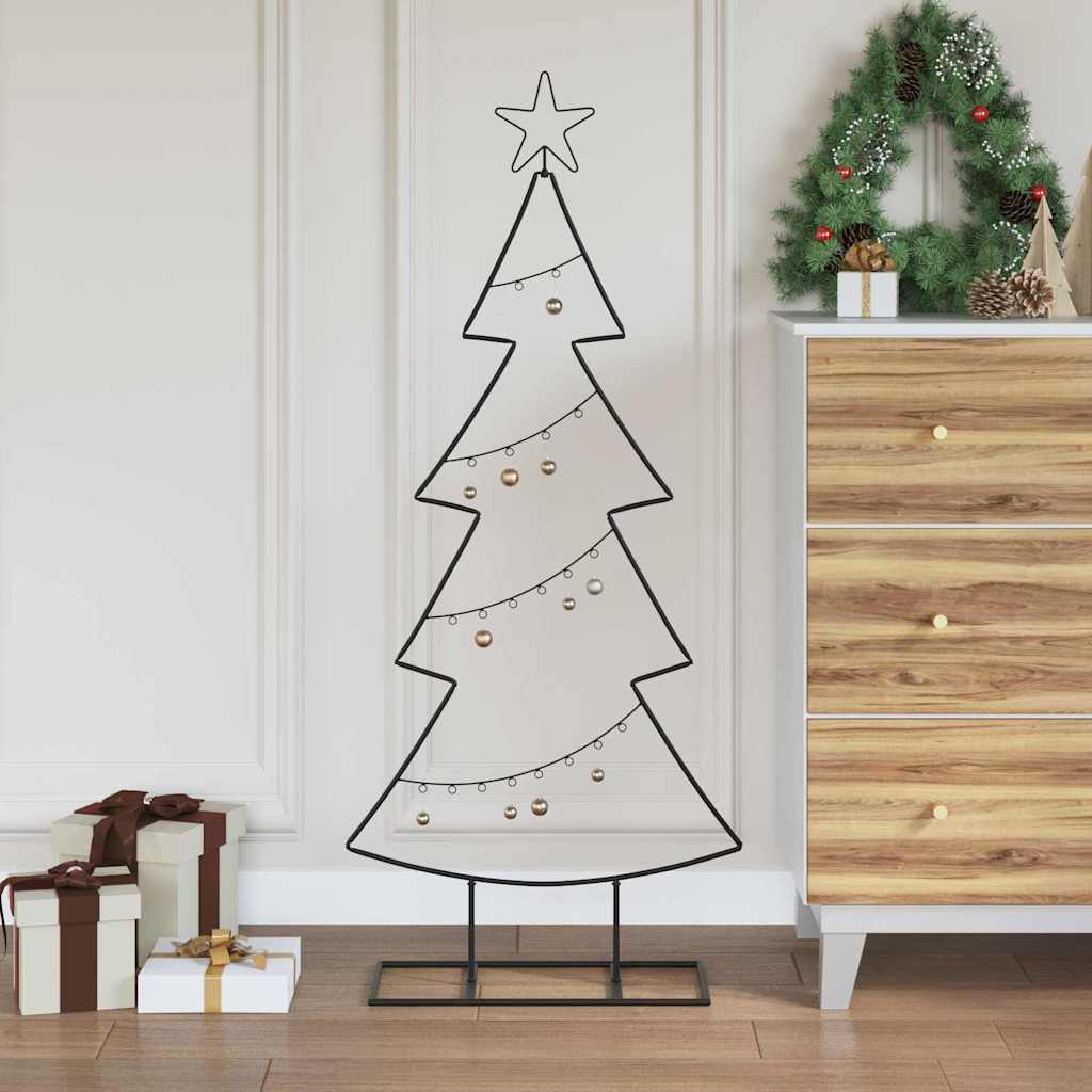 Árbol de Navidad de metal con soporte Negro 125 cm Acero