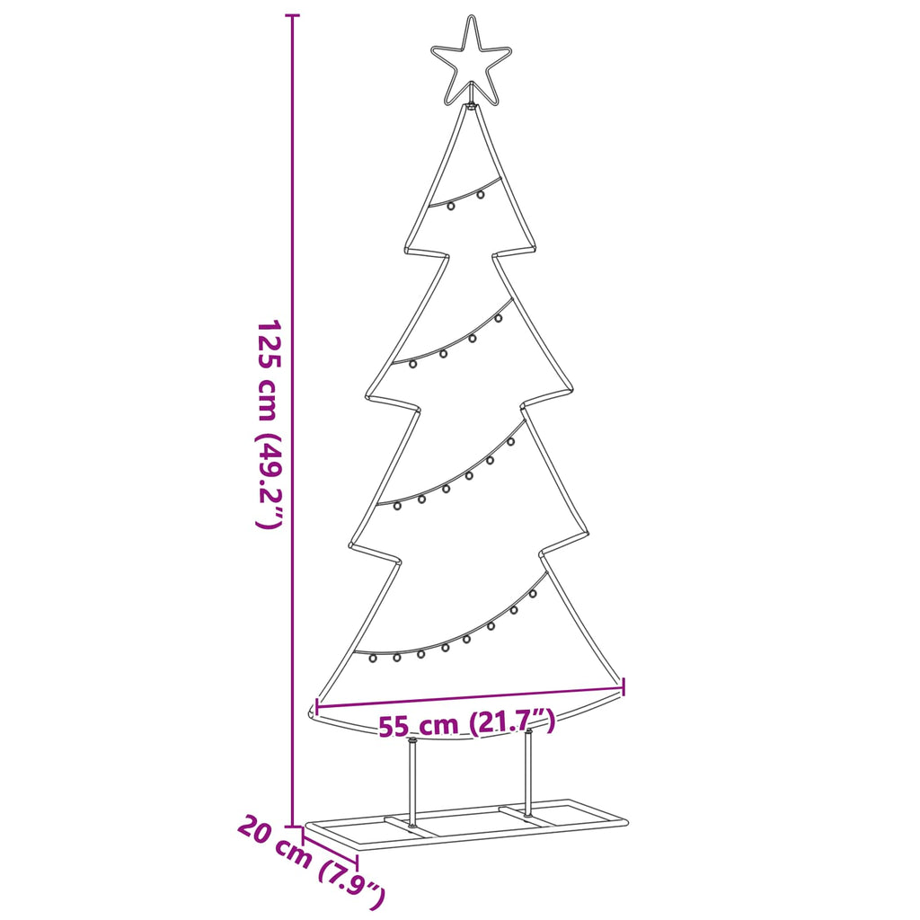 Árbol de Navidad de metal con soporte Negro 125 cm Acero