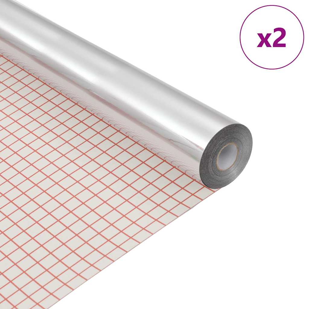 Film de Espejo Autoadhesivo 60 x 200 cm 2 pcs Plateado PET