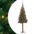 Árbol de Navidad Delgado con 150 LED con soporte Verde 150 cm