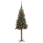 Árbol de Navidad Delgado con 150 LED con soporte Verde 150 cm