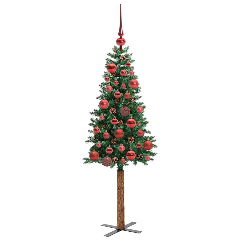 Árbol de Navidad Delgado con 150 LED con soporte Verde 150 cm