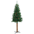 Árbol de Navidad Delgado con 150 LED con soporte Verde 150 cm