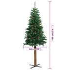 Árbol de Navidad Delgado con 150 LED con soporte Verde 150 cm
