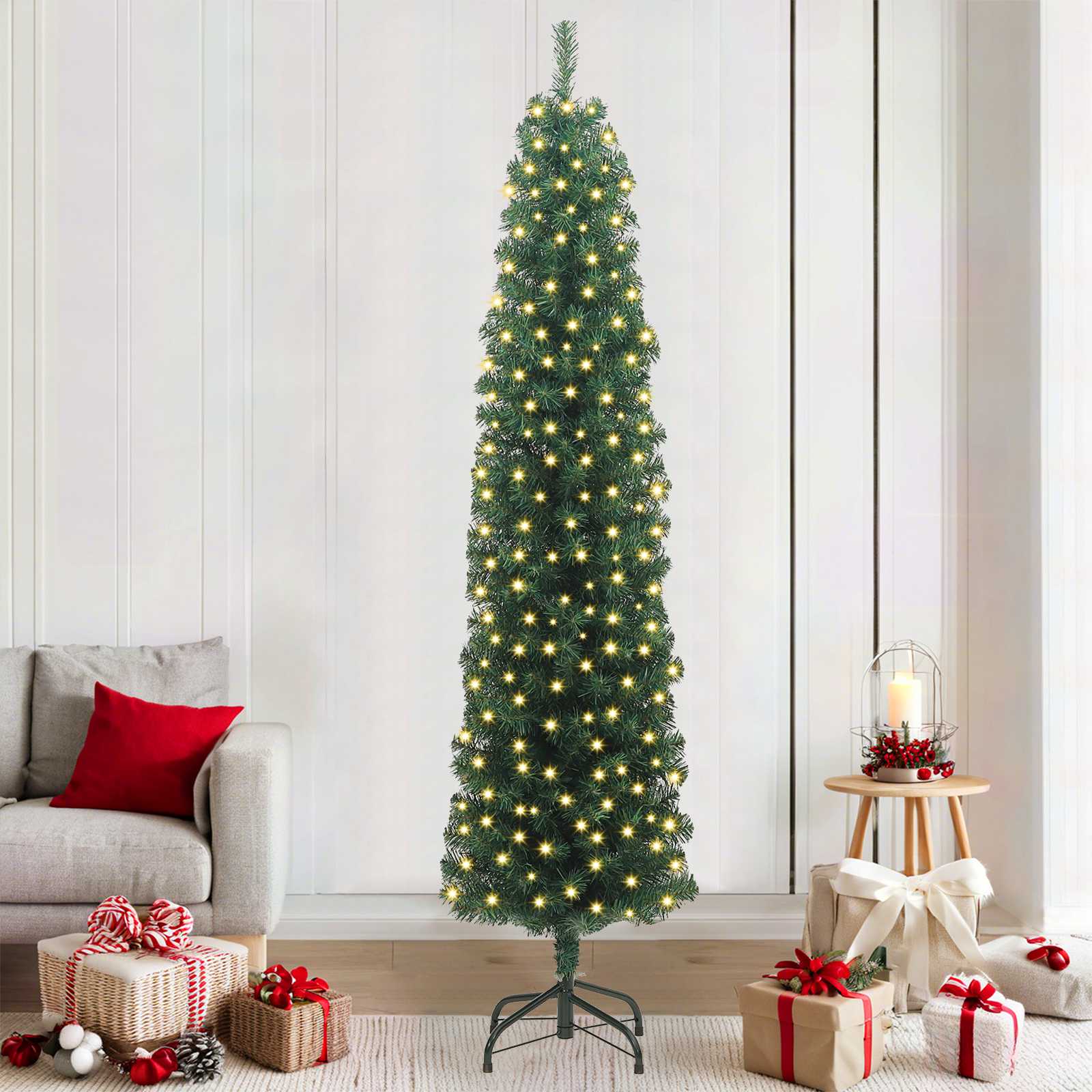Árbol de Navidad artificial Verde 210 cm PVC, Acero y Plástico