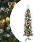 Árbol Navideño Artificial Delgado con 150 LED Verde y 120 cm