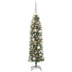 Árbol Navideño Artificial Delgado con 150 LED Verde y 120 cm
