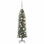 Árbol Navideño Artificial Delgado con 150 LED Verde y 120 cm