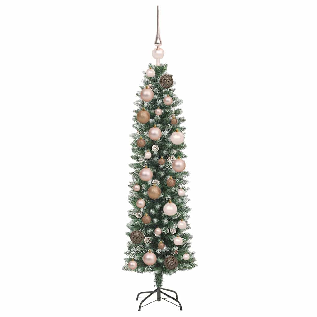 Árbol Navideño Artificial Delgado con 150 LED Verde y 120 cm