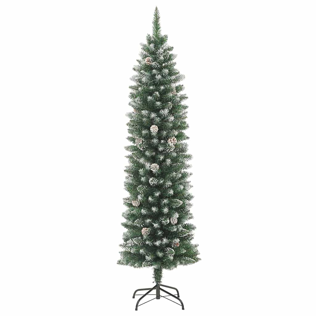 Árbol Navideño Artificial Delgado con 150 LED Verde y 120 cm