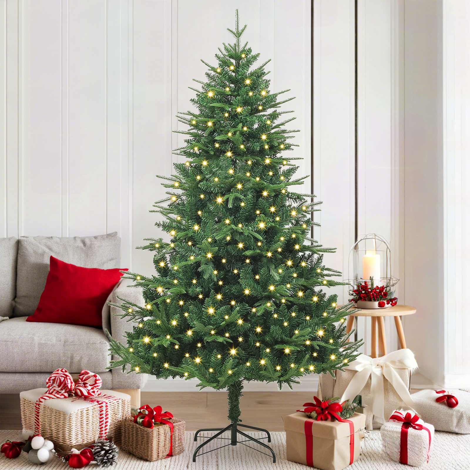 Árbol de Navidad artificial pre-iluminado Verde 180 cm PVC y PE