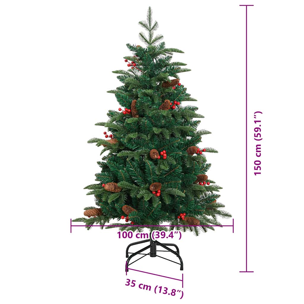 Árbol de Navidad artificial Verde 150 cm PVC, Metal y Plástico