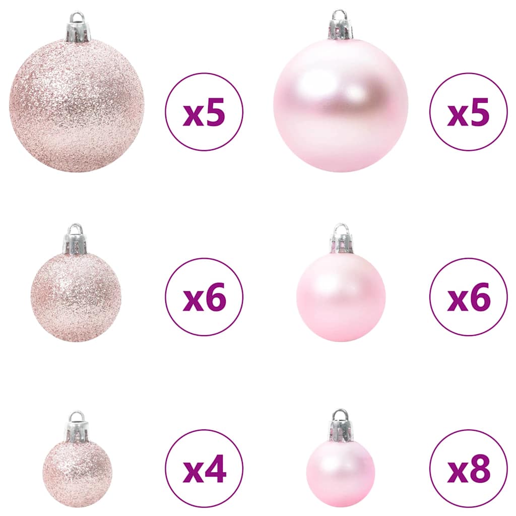 Árbol de Navidad artificial iluminado con juego de bolas 150 cm