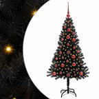 Árbol de Navidad con 150 LED con soporte Negro 120 cm PVC