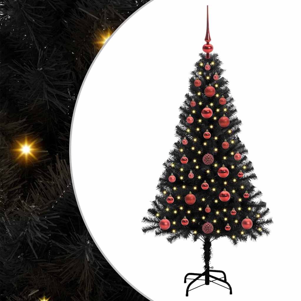 Árbol de Navidad con 150 LED con soporte Negro 120 cm PVC