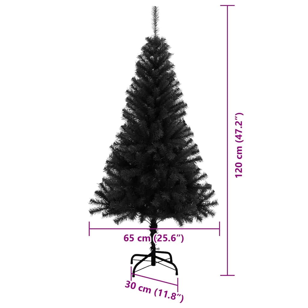 Árbol de Navidad con 150 LED con soporte Negro 120 cm PVC