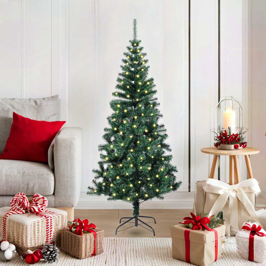 Árbol de Navidad Artificial de Esquina Verde 180 cm PVC y Metal