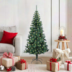 Árbol de Navidad Artificial de Esquina Verde 180 cm PVC y Metal
