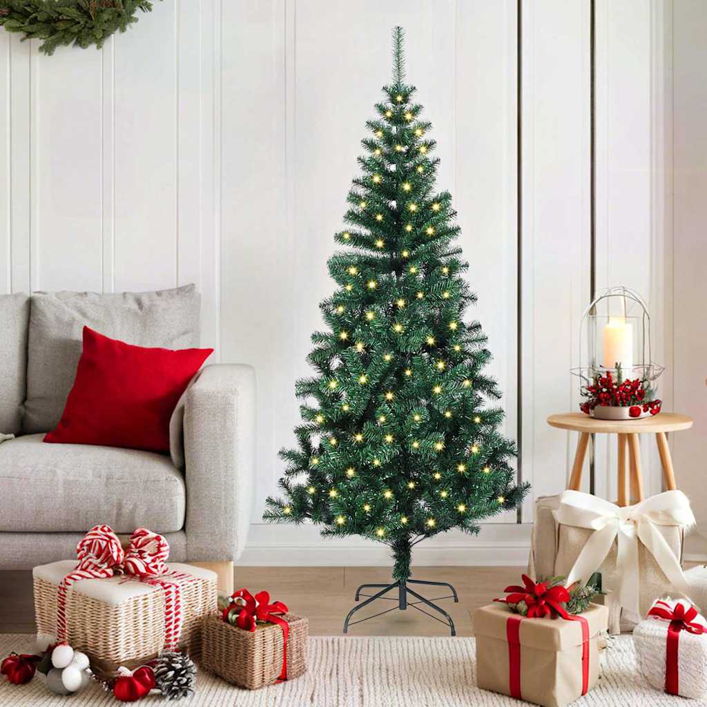Árbol de Navidad Artificial de Esquina Verde 180 cm PVC y Metal