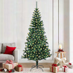 Árbol de Navidad Artificial de Esquina Verde 180 cm PVC y Metal