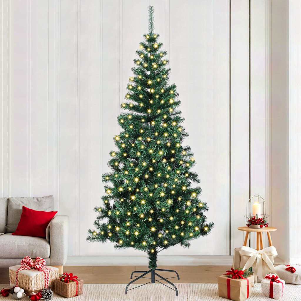 Árbol de Navidad Artificial de Esquina Verde 180 cm PVC y Metal