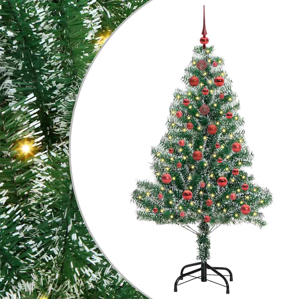 Árbol de Navidad Artificial Nevado con Luz LED Verde y 150 cm