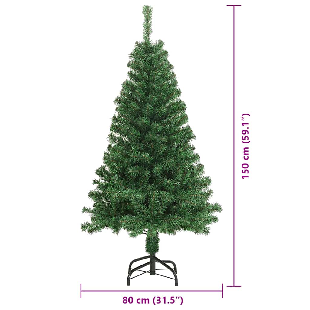 Árbol de Navidad artificial Verde 150 cm PVC y Acero y Plástico