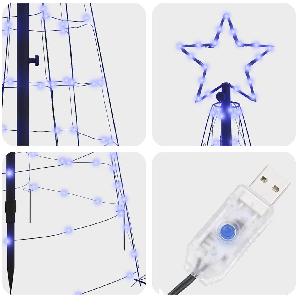 Árbol de Navidad LED con estacas de tierra Azul 250 cm Hierro