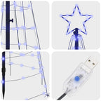 Árbol de Navidad LED con estacas de tierra Azul 250 cm Hierro