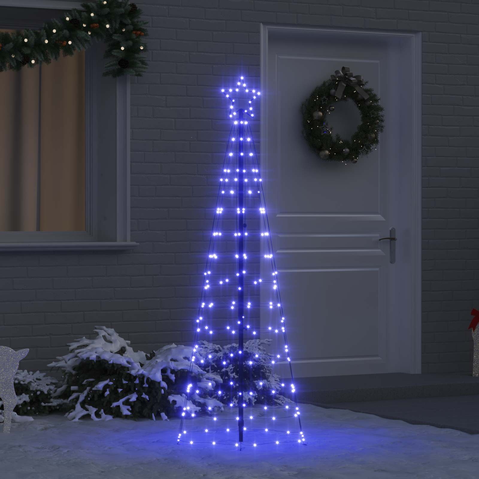 Árbol de Navidad LED con estacas de tierra Azul 250 cm Hierro