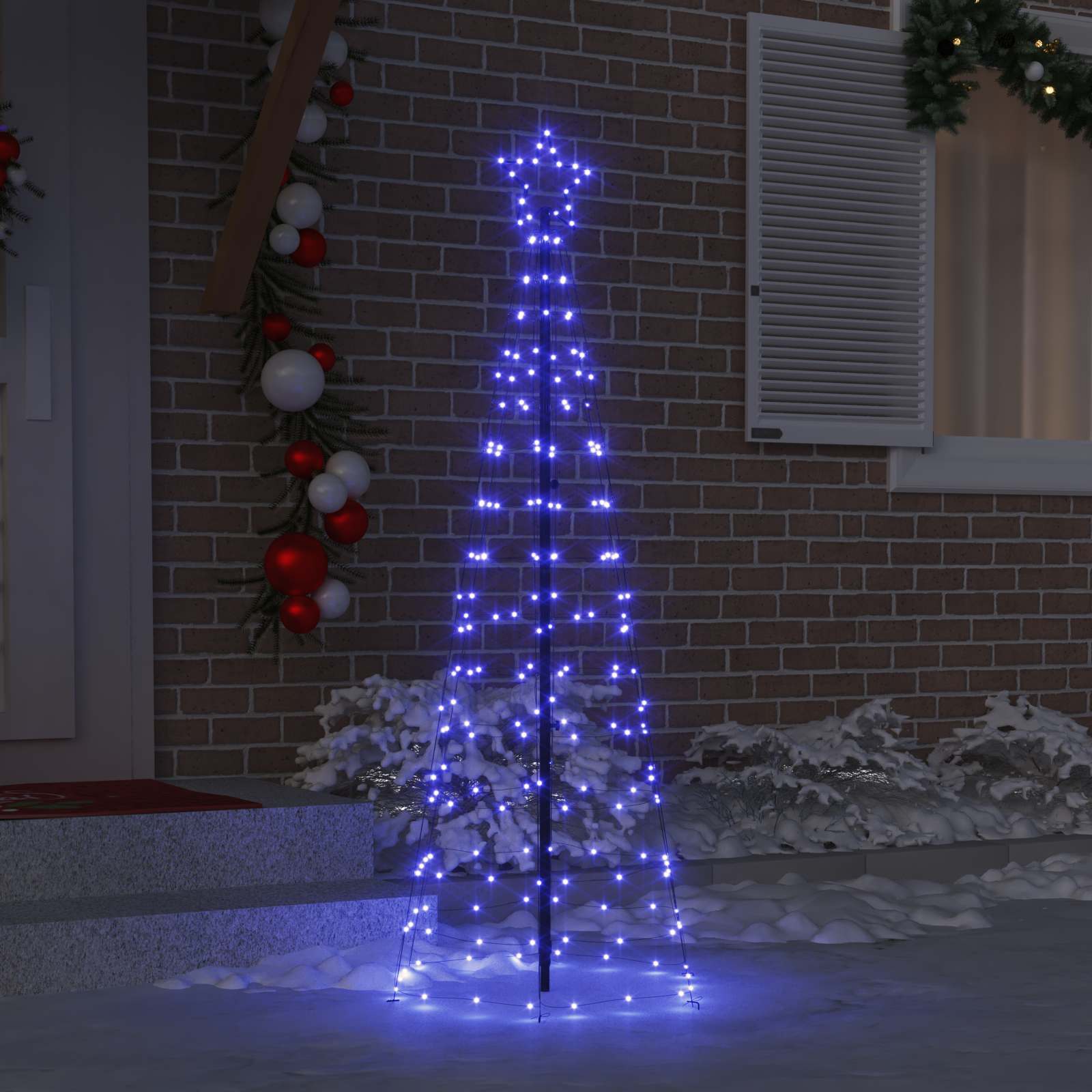 Árbol de Navidad LED con estacas de tierra Azul 250 cm Hierro