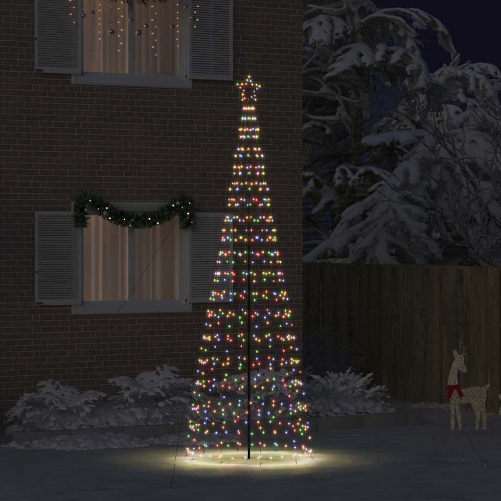 Árbol de Navidad LED con estacas de tierra Azul 250 cm Hierro