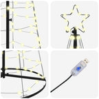 Árbol de Navidad LED con 390 LED Cálido 250 cm Hierro