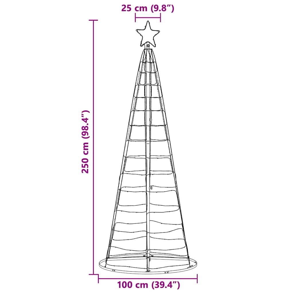 Árbol de Navidad LED con 390 LED Cálido 250 cm Hierro