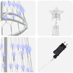 Árbol de Navidad LED con 230 LED Azul 51 x 51 x 190 cm Metal