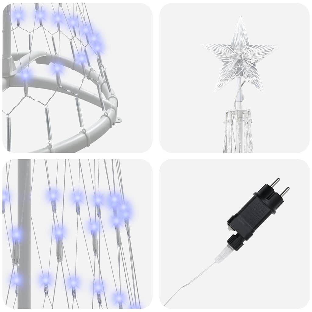 Árbol de Navidad LED con 230 LED Azul 51 x 51 x 190 cm Metal