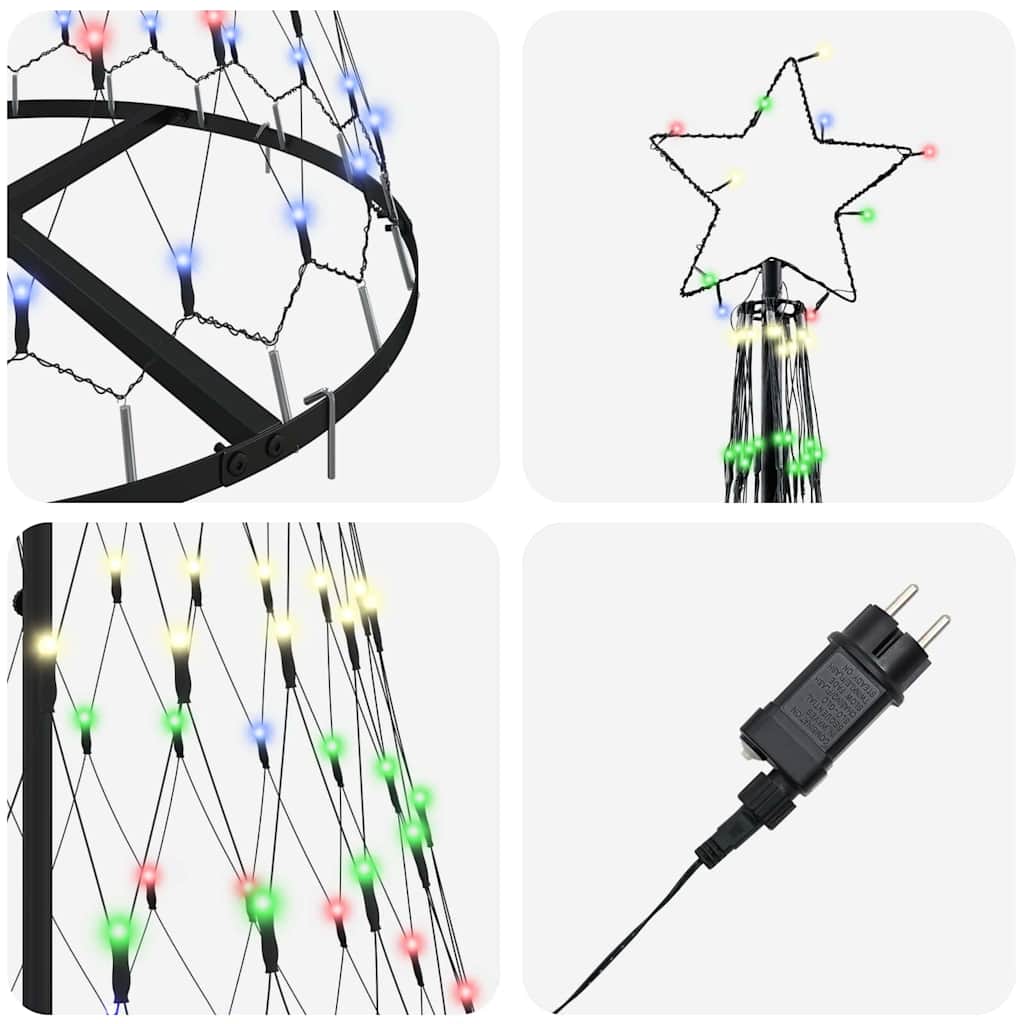 Árbol de Navidad LED con 230 LED Multicolor 184.5 cm Metal