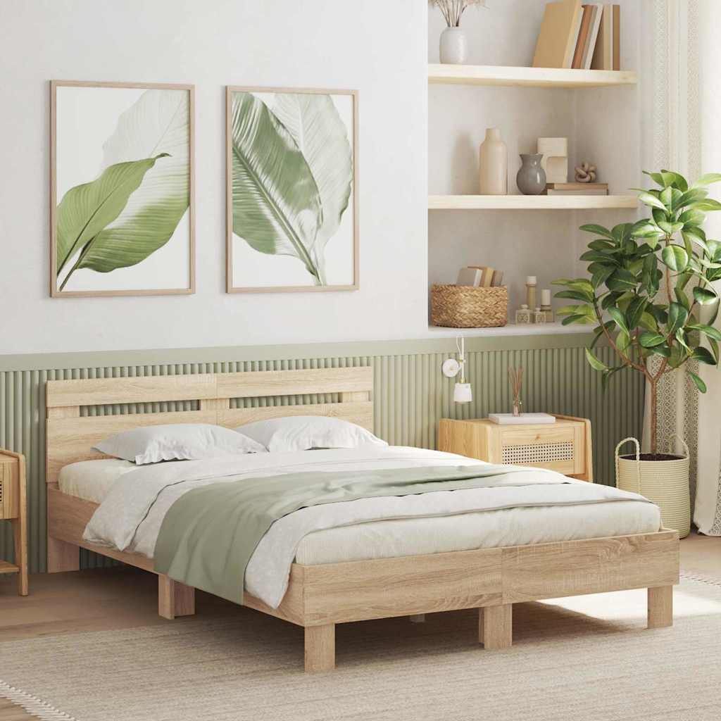 LED Bed Frame 137 x 190 cm Engineered Wood