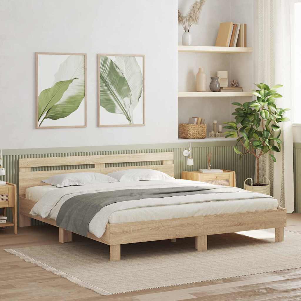 LED Bed Frame 137 x 190 cm Engineered Wood