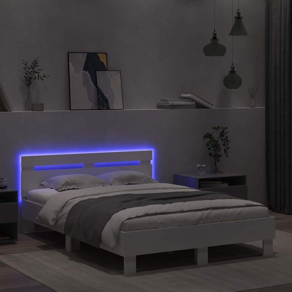 Estructura de cama con LED 137 x 190 cm Madera de ingeniería