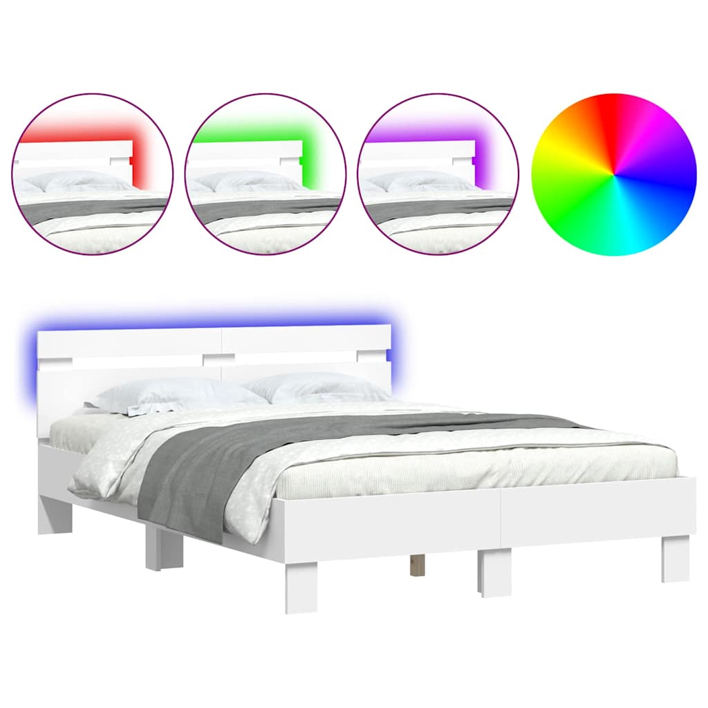 Estructura de cama con LED 137 x 190 cm Madera de ingeniería