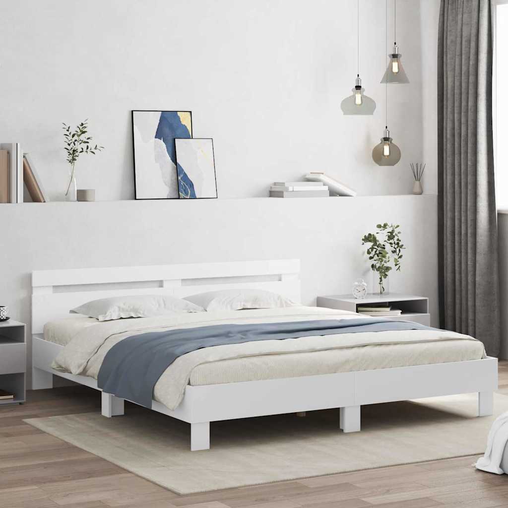 LED Bed Frame 137 x 190 cm Engineered Wood
