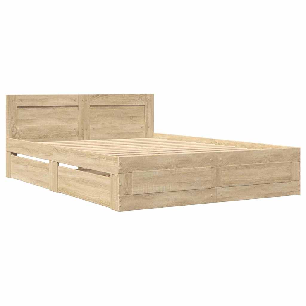 Estructura de cama con cajón 2 pcs Sonoma Madera de ingeniería