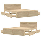 Estructura de cama con cajón 2 pcs Sonoma Madera de ingeniería