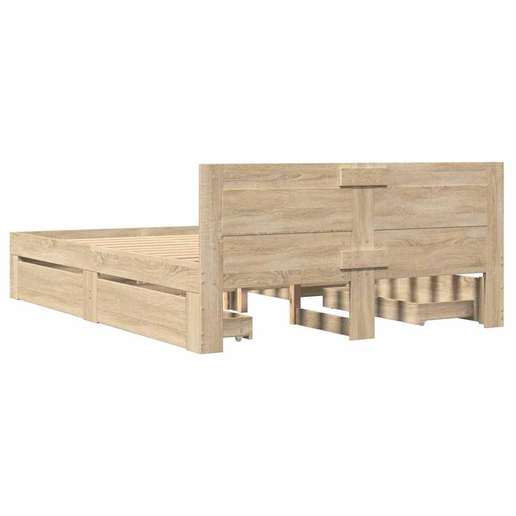 Estructura de cama con cajón 2 pcs Sonoma Madera de ingeniería