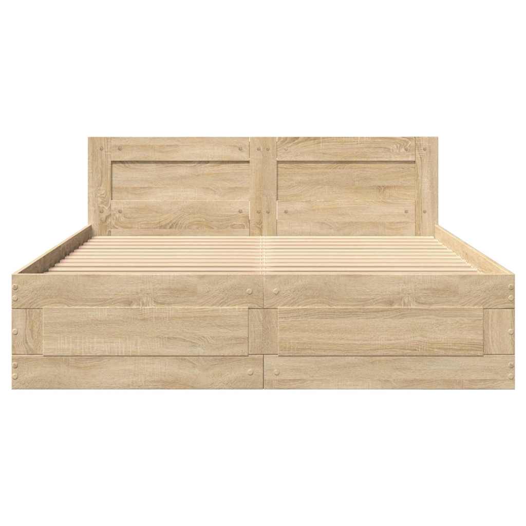 Estructura de cama con cajón 2 pcs Sonoma Madera de ingeniería