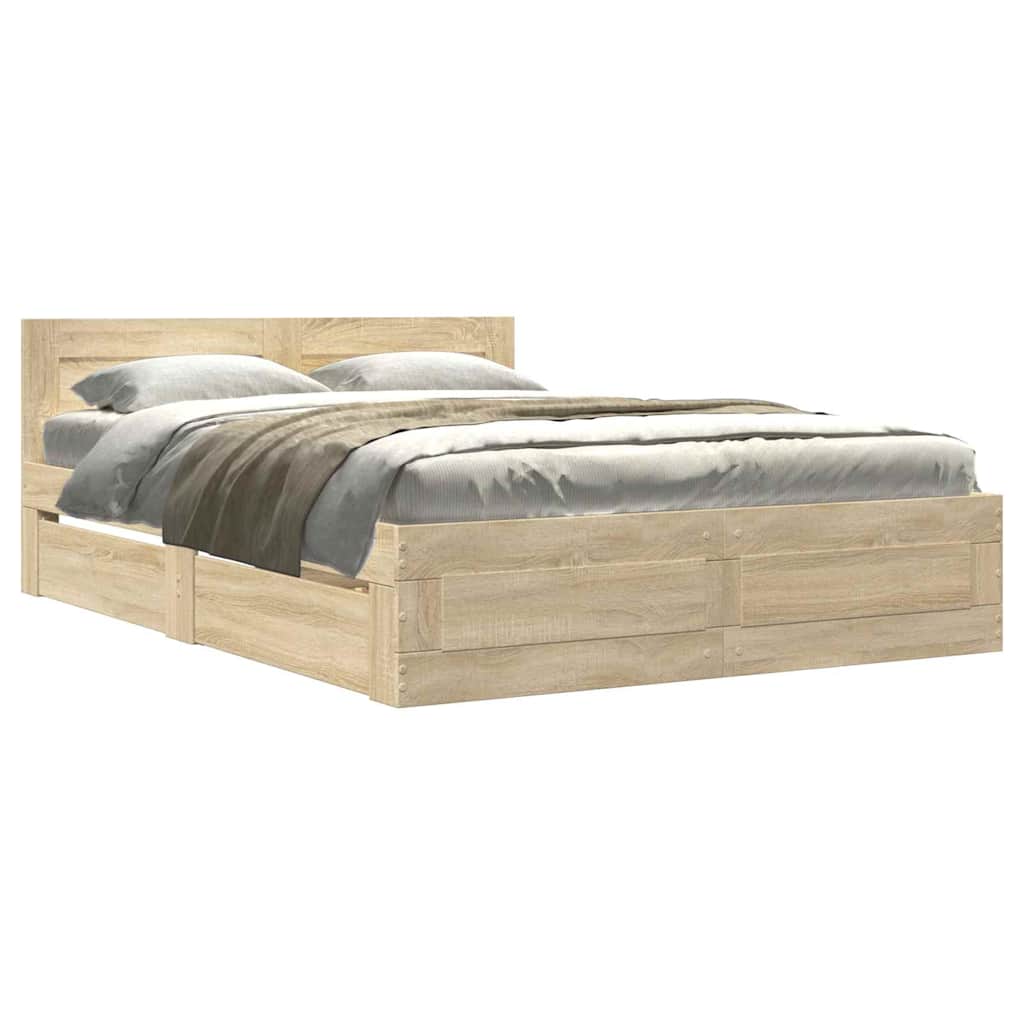 Estructura de cama con cajón 2 pcs Sonoma Madera de ingeniería