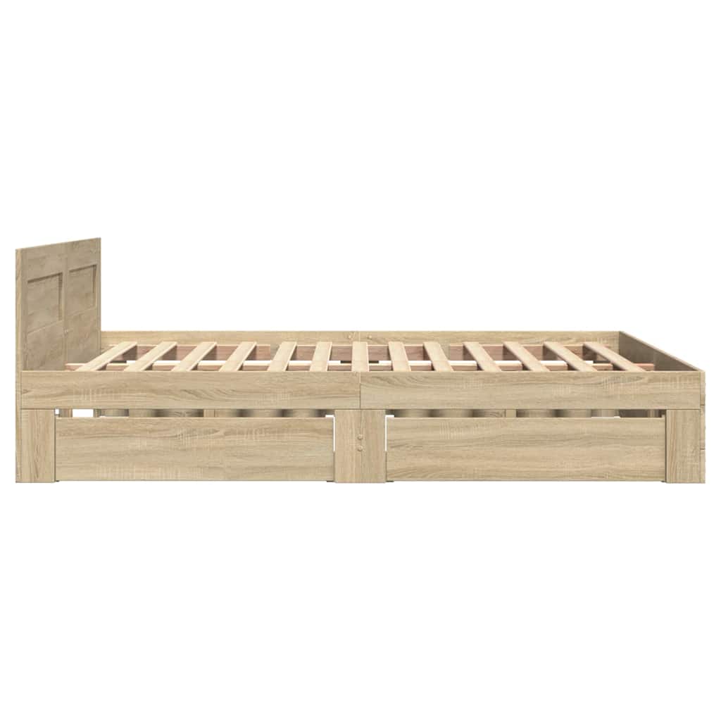 Estructura de cama con cajón 2 pcs Sonoma Madera de ingeniería